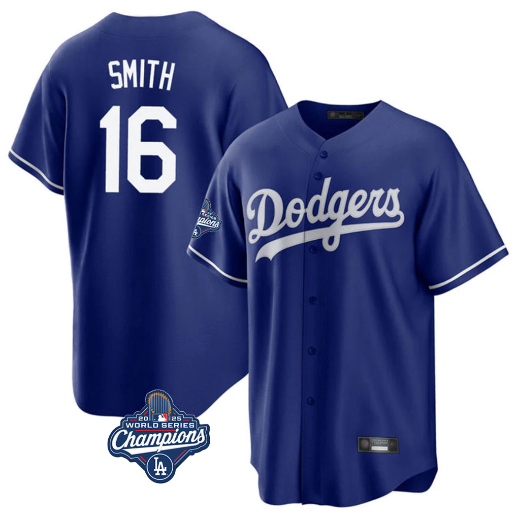 LA.Dodgers #16 Will Smith Player Royal World Series Meet Game Fdoa Stitched Jerseys