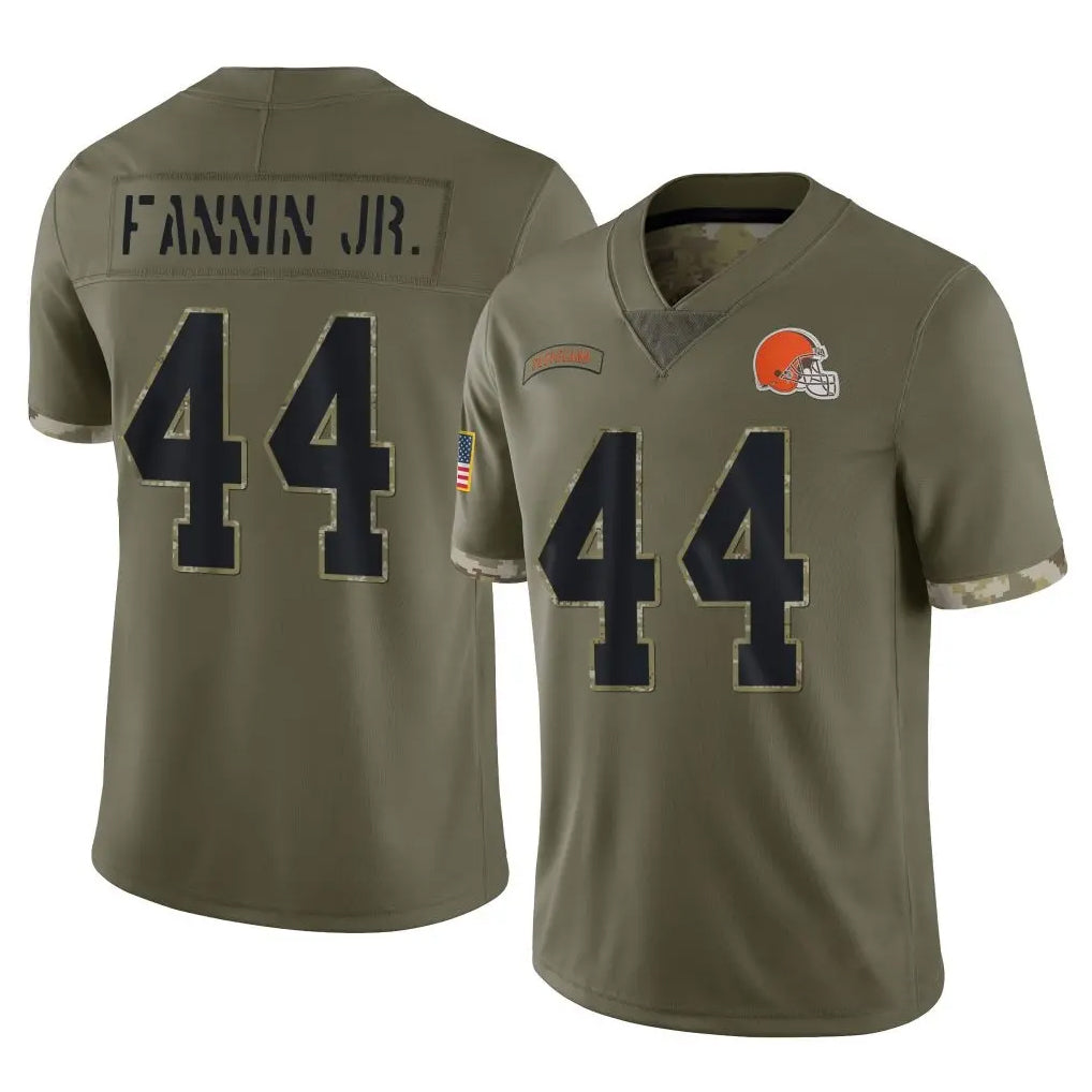 C.Browns #44 Harold Fannin Jr. Player Olive Salute to Service Limited Game Gdoa Stitched Jerseys