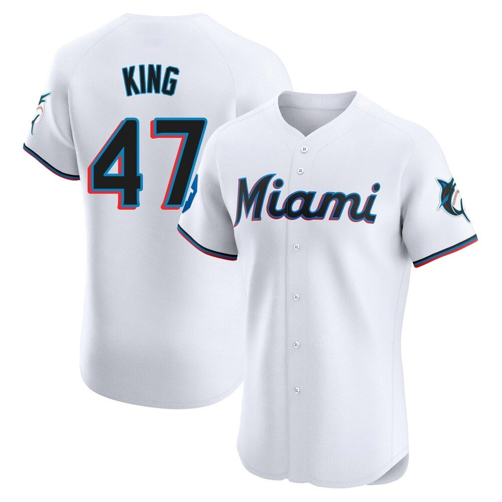 M.Marlins #47 John King Player White  Home Limited Elite Fdoa Stitched Jerseys