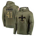 NO.Saints #41 Alvin Kamara Player Olive Salute to Service Pullover Hoodies Home Game Gdoa Stitched Jerseys