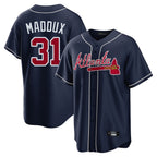 A.Braves #31 Greg Maddux Player Navy Home Game Gdoa Stitched Jerseys