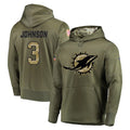 M.Dolphins #3 Chris Johnson Player Olive Salute to Service Pullover Hoodies Home Game Gdoa Stitched Jerseys