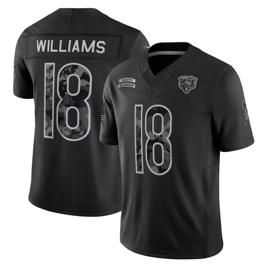 C.Bears #18 Caleb Williams Player Black Limited 2026 Salute to Service Home Game Gdoa Stitched Jerseys