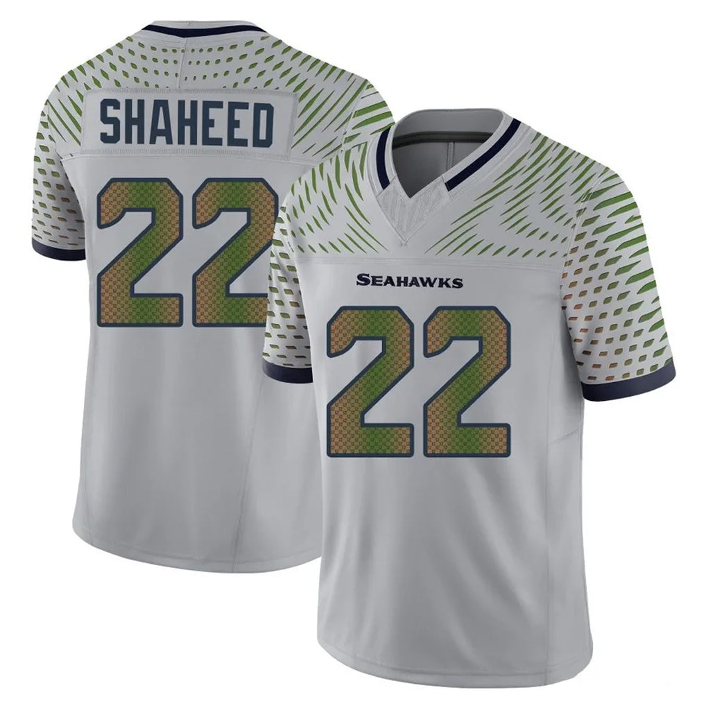 S.Seahawks #22 Rashid Shaheed Player Grey Limited 2025 Rivalries Collection Home Game Gdoa Stitched Jerseys