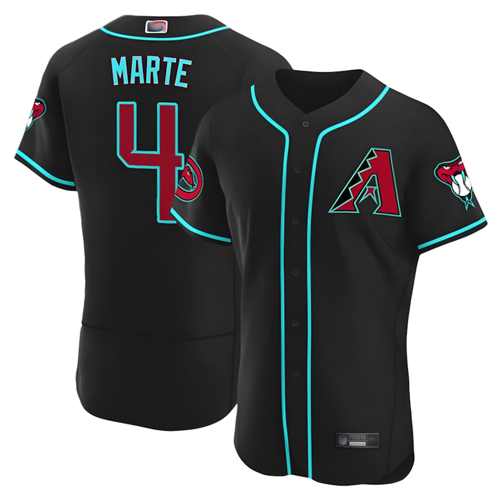 A.Diamondbacks #4 Ketel Marte Player Black Limited Elite Home Game Gdoa Stitched Jerseys