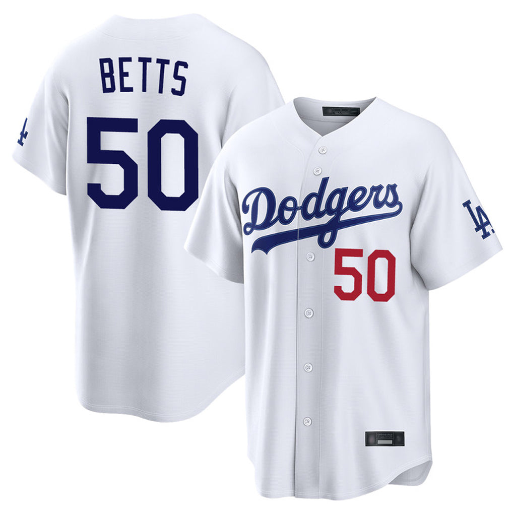 LA.Dodgers #50 Mookie Betts Player White Home Game Fdoa Stitched Jerseys