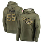 T.Titans #55 JC Latham Player Olive Salute to Service Pullover Hoodies Home Game Gdoa Stitched Jerseys