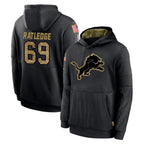 D.Lions #69 Tate Ratledge Player Black Salute to Service Hoodies Limited Game Gdoa Stitched Jerseys