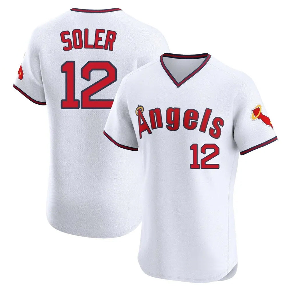 LA.Angels #12 Jorge Soler Player White T-shirt Home Limited Elite Fdoa Stitched Jerseys
