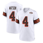 C.Browns #4 Deshaun Watson Player White Alternate Home Game Gdoa Stitched Jerseys