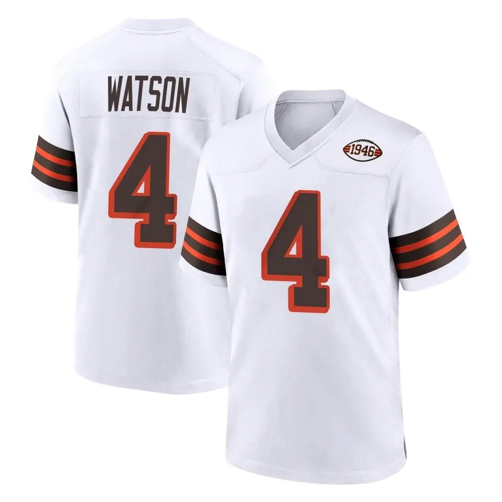 C.Browns #4 Deshaun Watson Player White Alternate Home Game Gdoa Stitched Jerseys