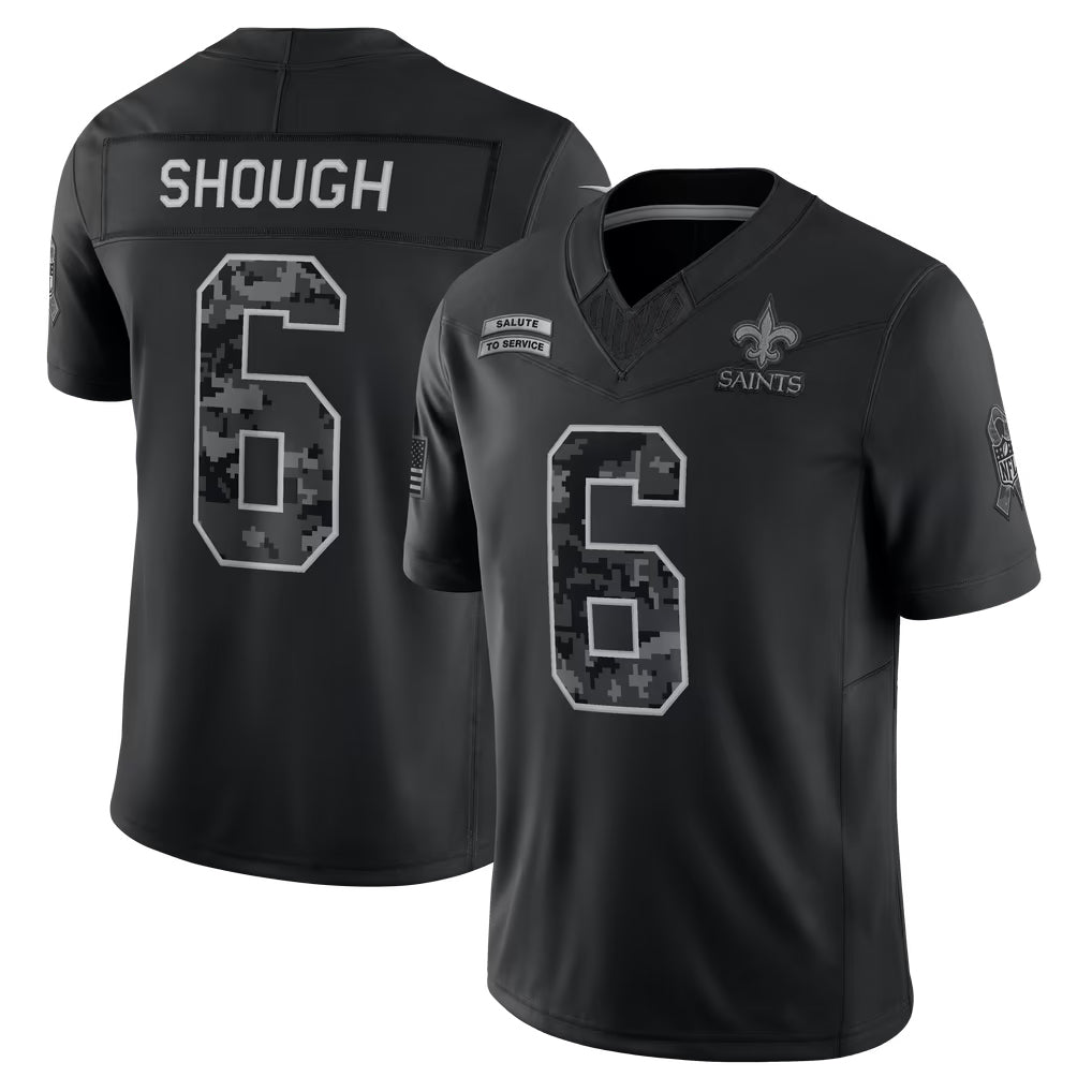NO.Saints #6 Tyler Shough Player Black Limited 2026 Salute to Service Home Game Gdoa Stitched Jerseys
