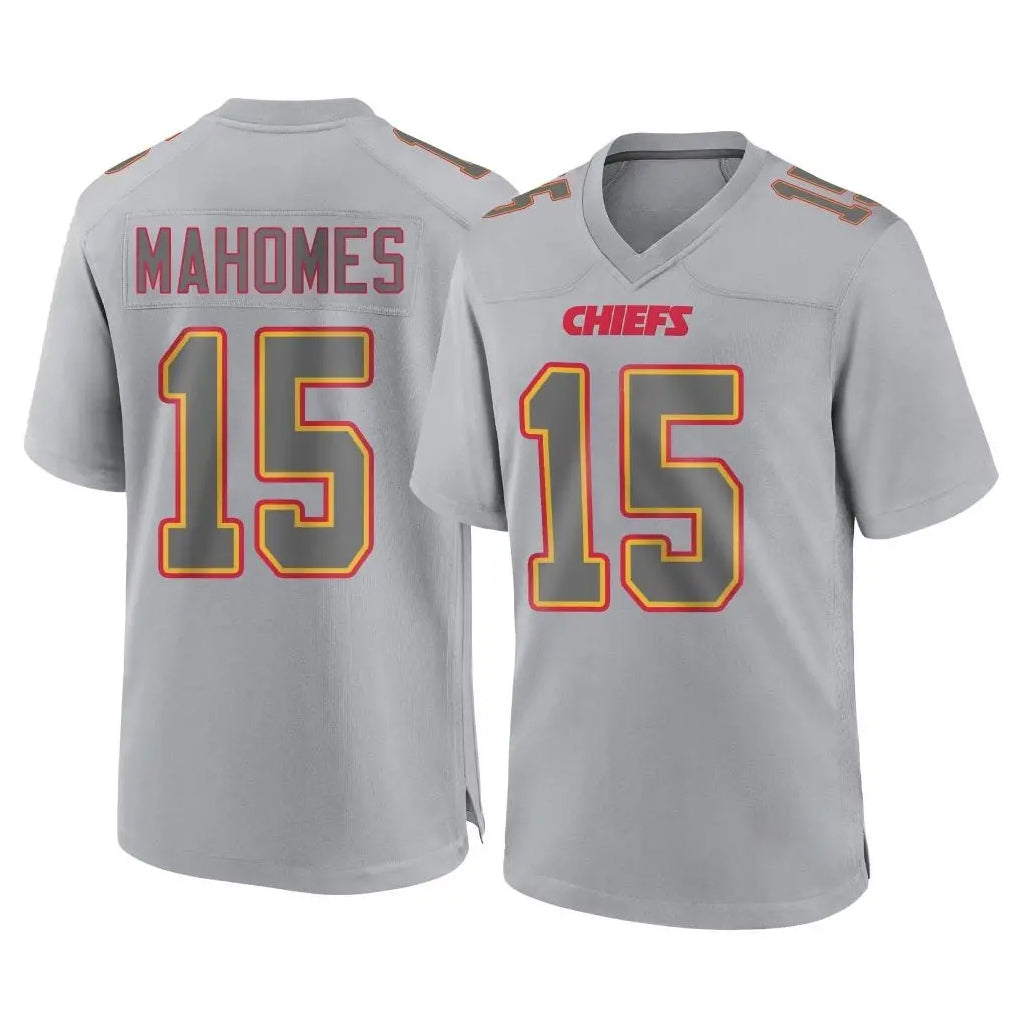 KC.Chiefs #15 Patrick Mahomes Player Gray Atmosphere Fashion Game Gdoa Stitched Jerseys