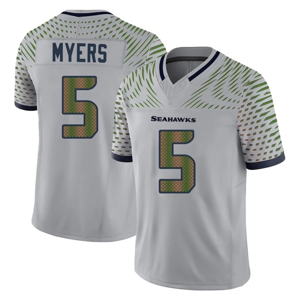 S.Seahawks #5 Jason Myers Player Grey Limited 2025 Rivalries Collection Home Game Gdoa Stitched Jerseys