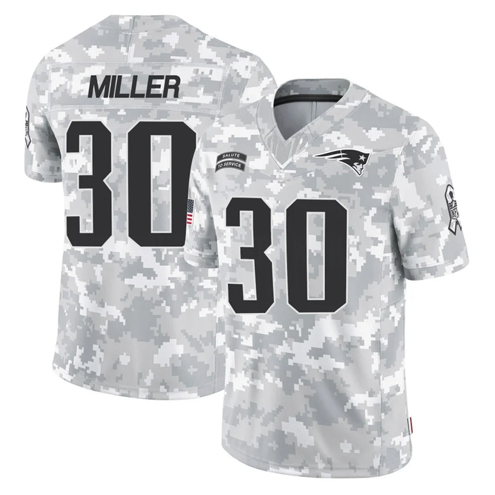 NE.Patriots #30 Jam Miller Player Arctic Camo Salute To Service Limited Game Gdoa Stitched Jerseys