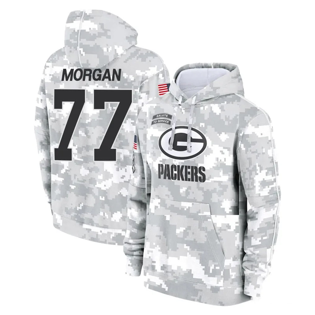 GB.Packers #77 Jordan Morgan Player Arctic Camo Salute to Service Hoodies Limited Game Gdoa Stitched Jerseys