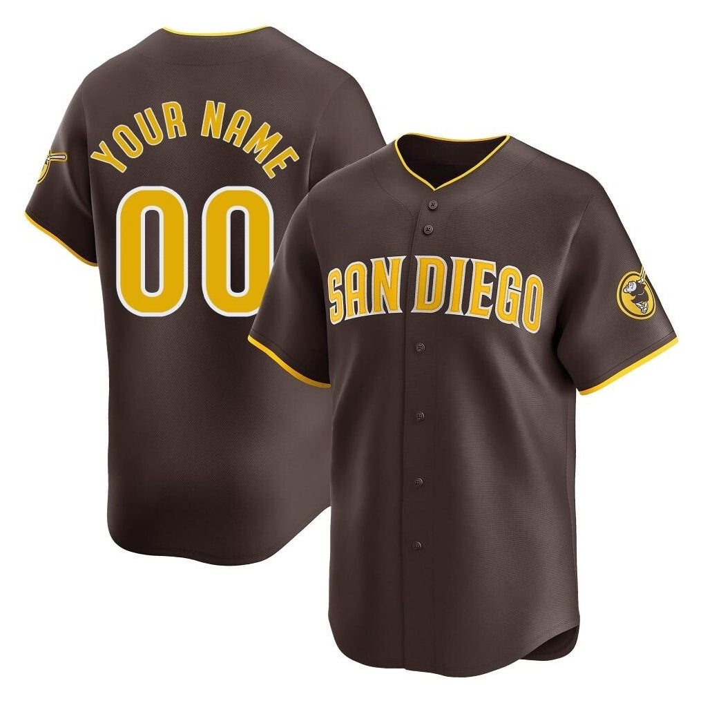 Custom S.Diego Padres Brown Limited Home Game Any Name & Number Gdoa Stitched Jerseys