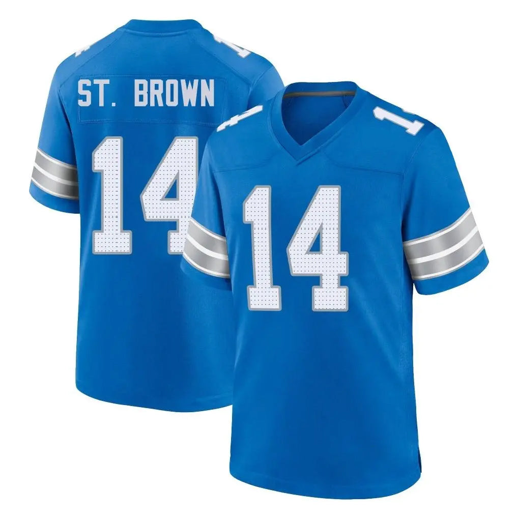 D.Lions #14 Amon-Ra St. Brown Player Blue Alternate Home Game Gdoa Stitched Jerseys