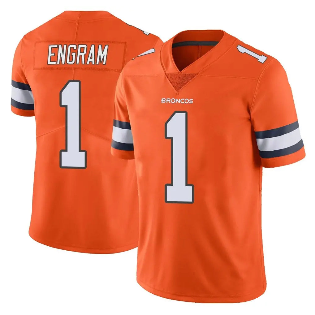 D.Broncos #1 Evan Engram Player Orange Vapor Untouchable Limited Home Game Gdoa Stitched Jerseys