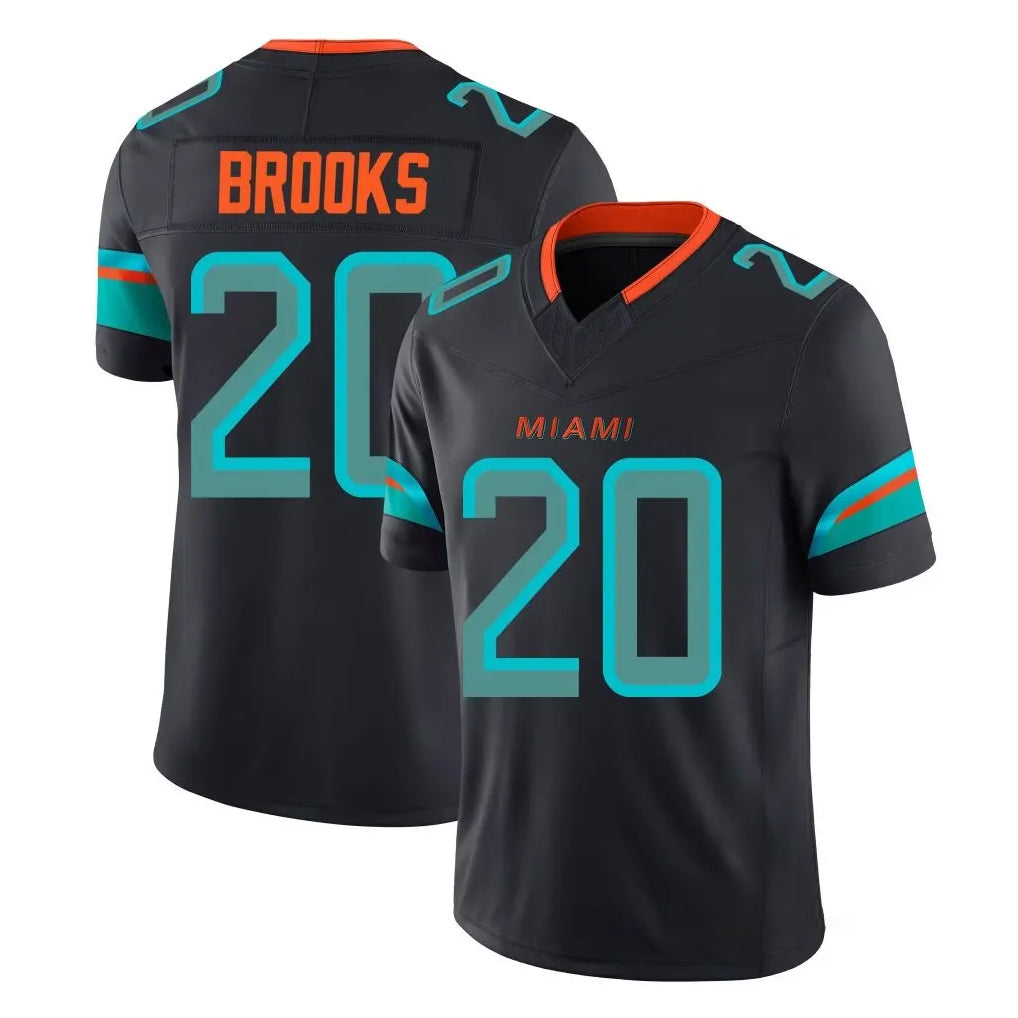M.Dolphins #20 Jordyn Brooks Player Black Limited Pitch Rivalries Collection Home Game Gdoa Stitched Jerseys