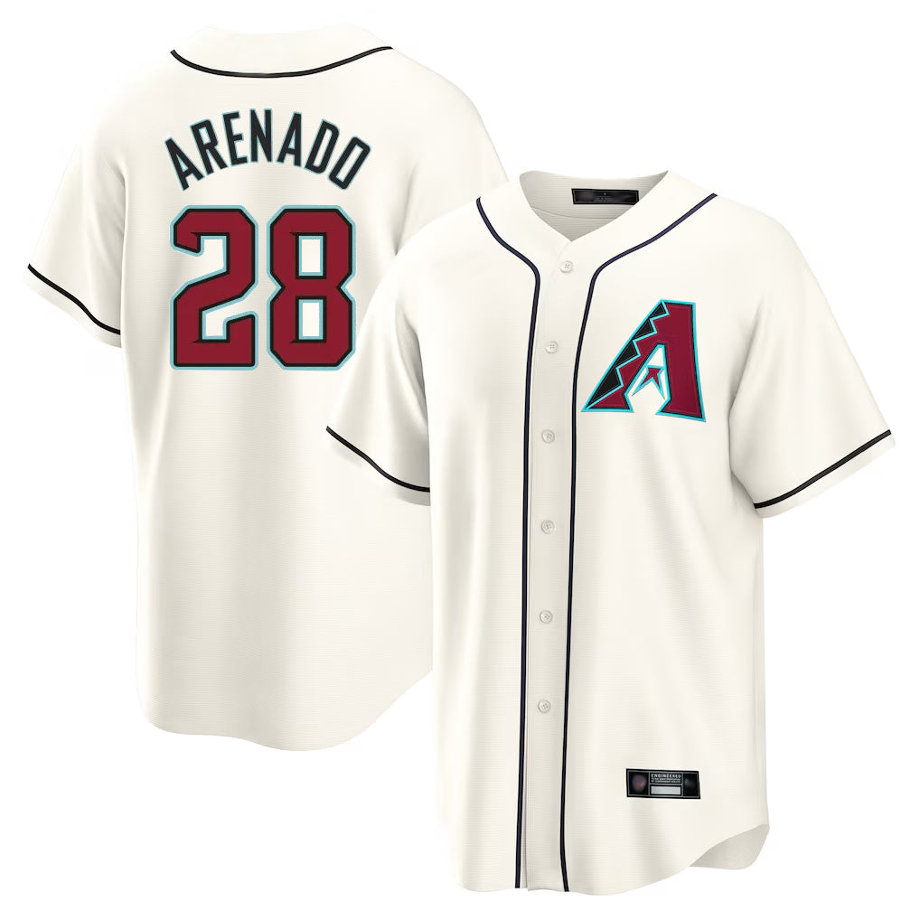 A.Diamondbacks #28 Nolan Arenado Player Cream Home Game Gdoa Stitched Jerseys