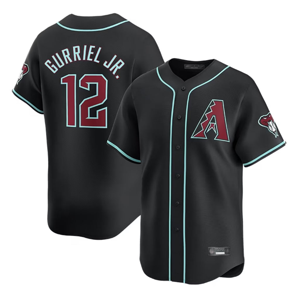 A.Diamondbacks #12 Lourdes Gurriel Jr Player Black Limited Home Game Gdoa Stitched Jerseys