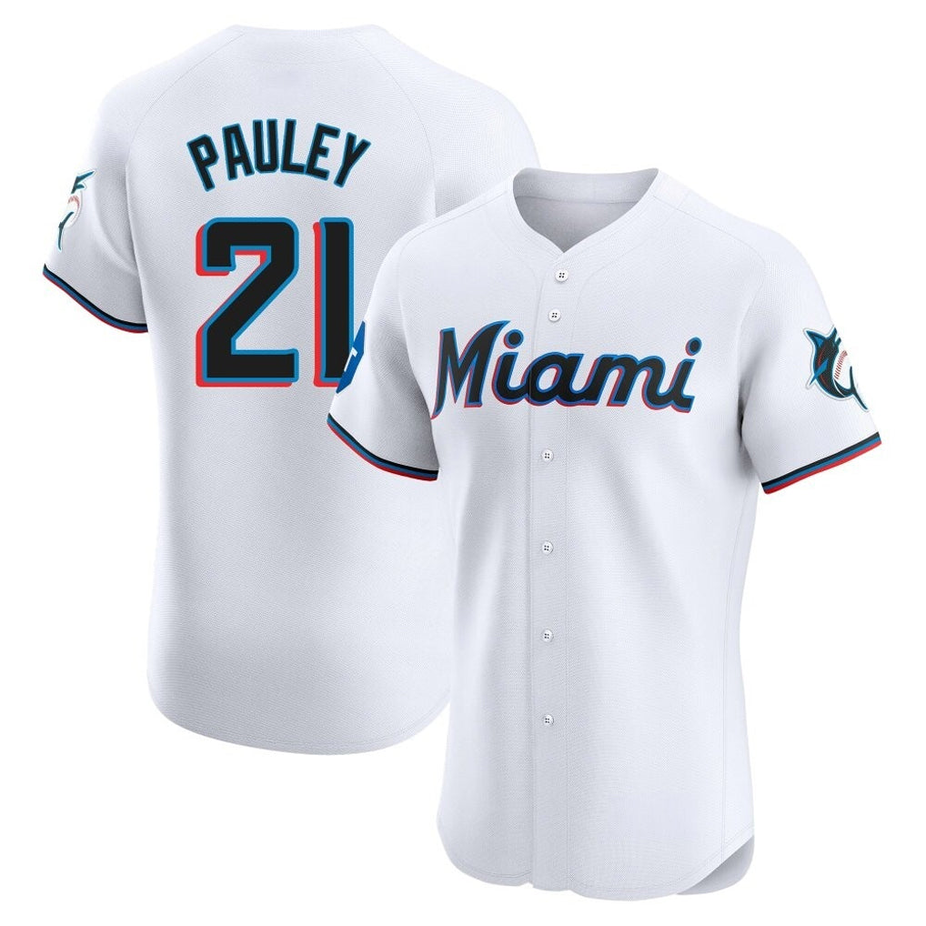 M.Marlins #21 Graham Pauley Player White  Home Limited Elite Fdoa Stitched Jerseys
