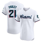 M.Marlins #21 Graham Pauley Player White  Home Limited Elite Fdoa Stitched Jerseys