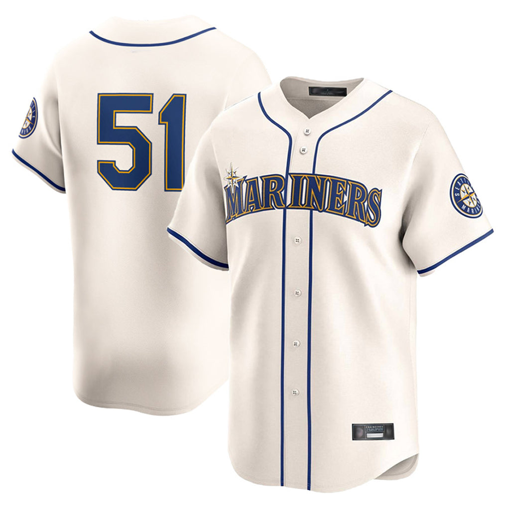 S.Mariners #51 Ichiro Suzuki Player Cream Home Limited Fdoa Stitched Jerseys