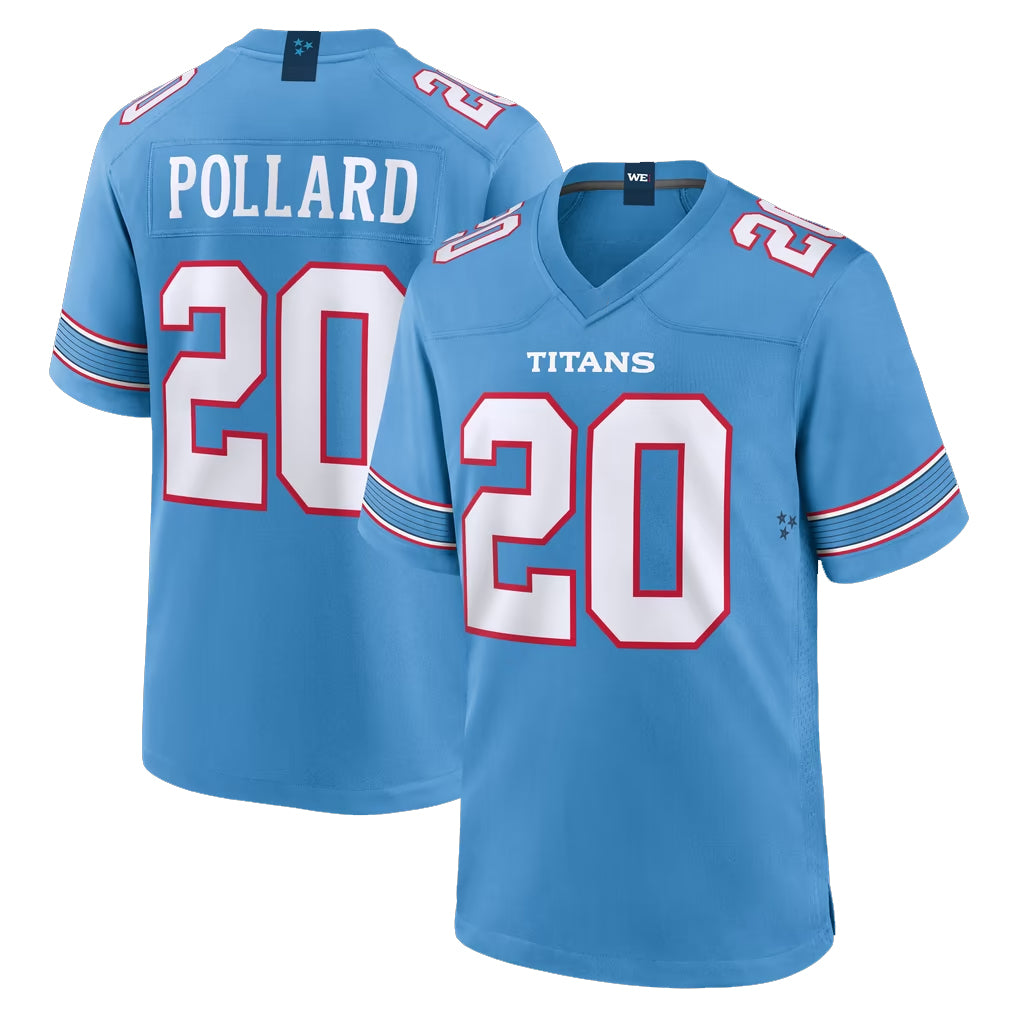 T.Titans #20 Tony Pollard Player Light Blue 2026 Game Home Gdoa Stitched Jerseys