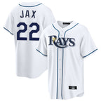 T.Bay Rays #22 Griffin Jax Player White Home Game Fdoa Stitched Jerseys