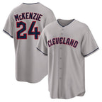 C.Guardians #24 Triston McKenzie Player Gray Game Home Gdoa Stitched Jerseys