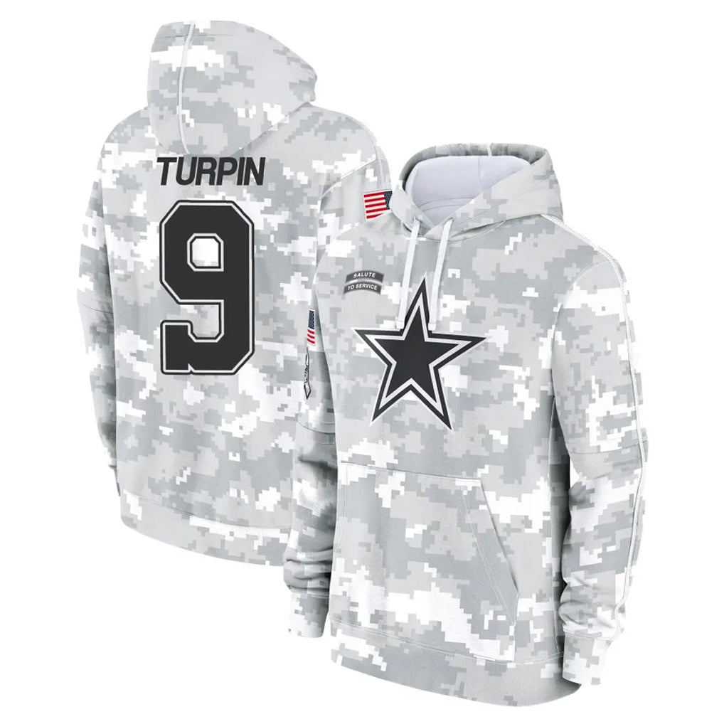 D.Cowboys #9 KaVontae Turpin Player Arctic Camo Salute to Service Hoodies Limited Game Gdoa Stitched Jerseys