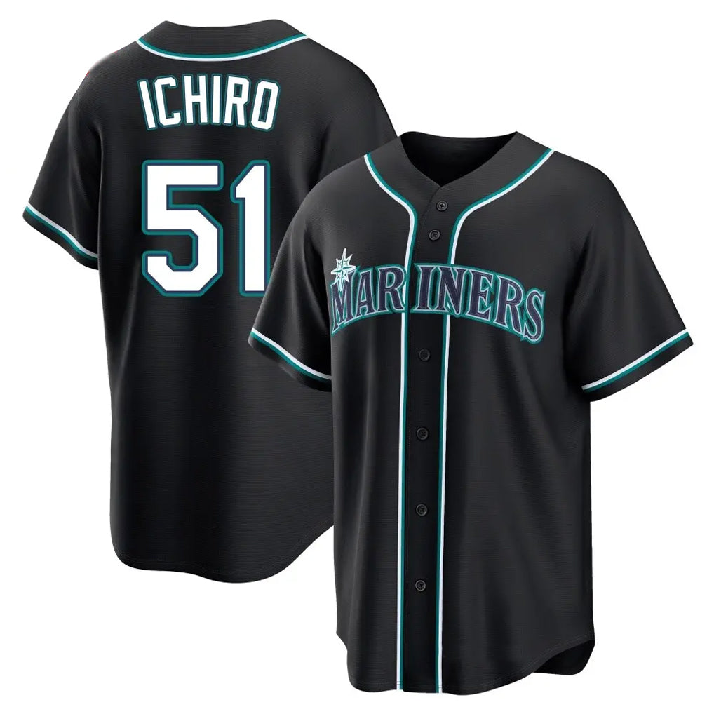 S.Mariners #51 Ichiro Suzuki Player Black Fashion Home Limited Fdoa Stitched Jerseys