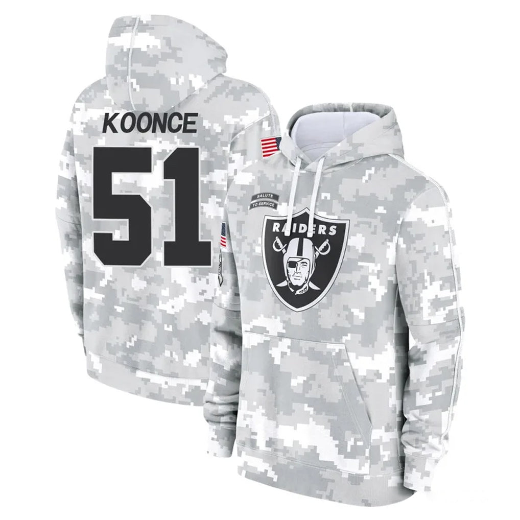 LV.Raiders #51 Malcolm Koonce Player Arctic Camo Salute to Service Hoodies Limited Game Gdoa Stitched Jerseys