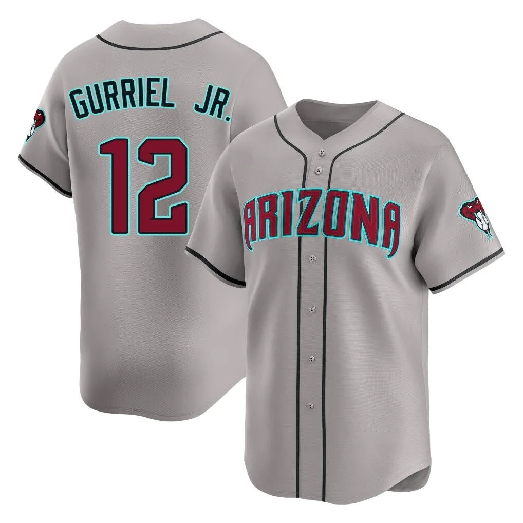 A.Diamondbacks #12 Lourdes Gurriel Jr Player Gray Road Limited Home Game Gdoa Stitched Jerseys