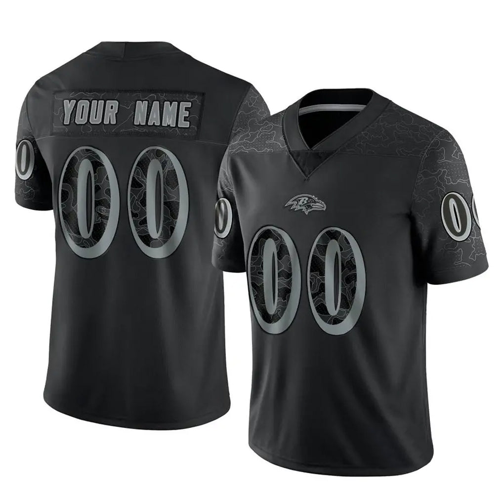 Custom B.Ravens Black RFLCTV Limited Any Name & Numbers Gdoa Stitched Jerseys