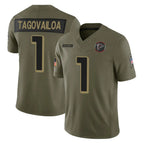 A.Falcons #1 Tua Tagovailoa Player Olive Salute To Service Limited Home Game Gdoa Stitched Jerseys