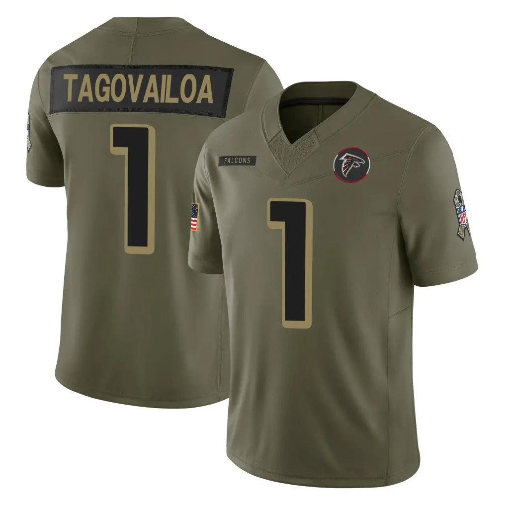 A.Falcons #1 Tua Tagovailoa Player Olive Salute To Service Limited Home Game Gdoa Stitched Jerseys