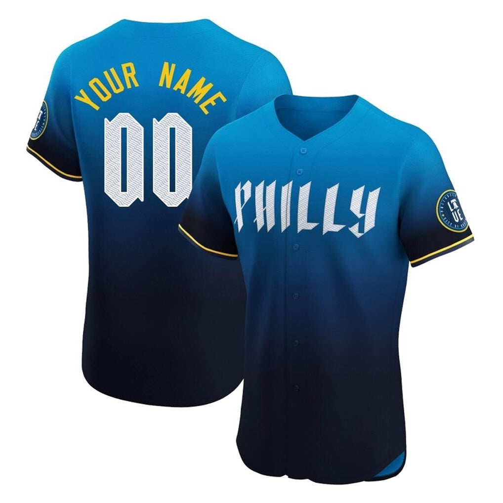 Custom P.Phillies Blue City Connect Home Limited Elite Any Name & Number Gdoa Stitched Jerseys