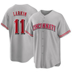 C.Reds #11 Barry Larkin Player Gray Home Game Gdoa Stitched Jerseys