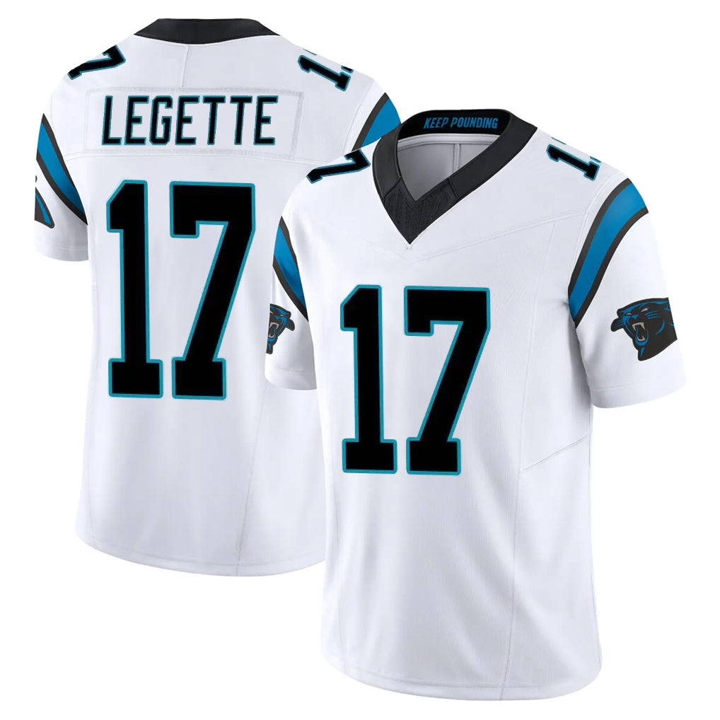 C.Panthers #17 Xavier Legette Player White Vapor F.U.S.E. Limited Home Game Gdoa Stitched Jerseys