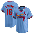 St. Louis Cardinals #16 Nolan Gorman Player Light Blue City Connect Home T-shirt Fdoa Stitched Jerseys