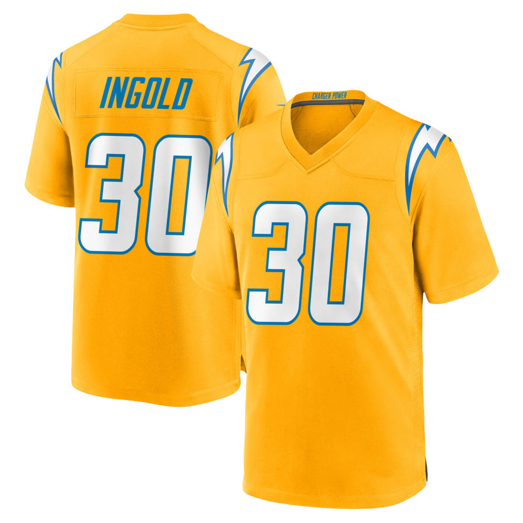 LA.Chargers #30 Alec Ingold Player Gold Home Game Gdoa Stitched Jerseys