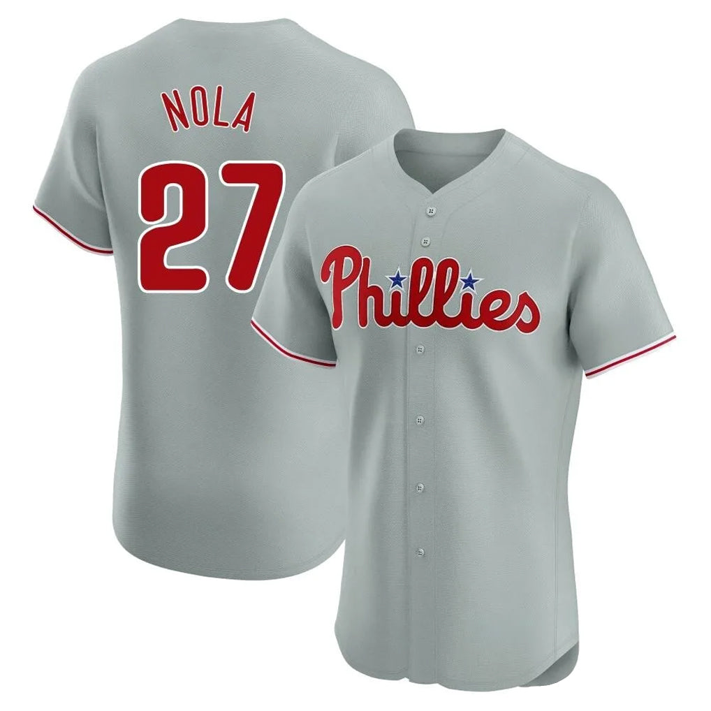 P.Phillies #27 Aaron Nola Player Gray Home Limited Elite Fdoa Stitched Jerseys