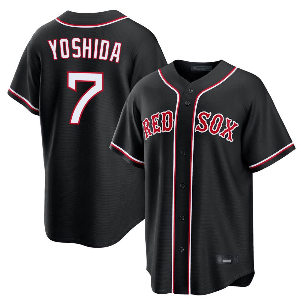 B.Red Sox #7 Masataka Yoshida Player Black Out Home Game Gdoa Stitched Jerseys