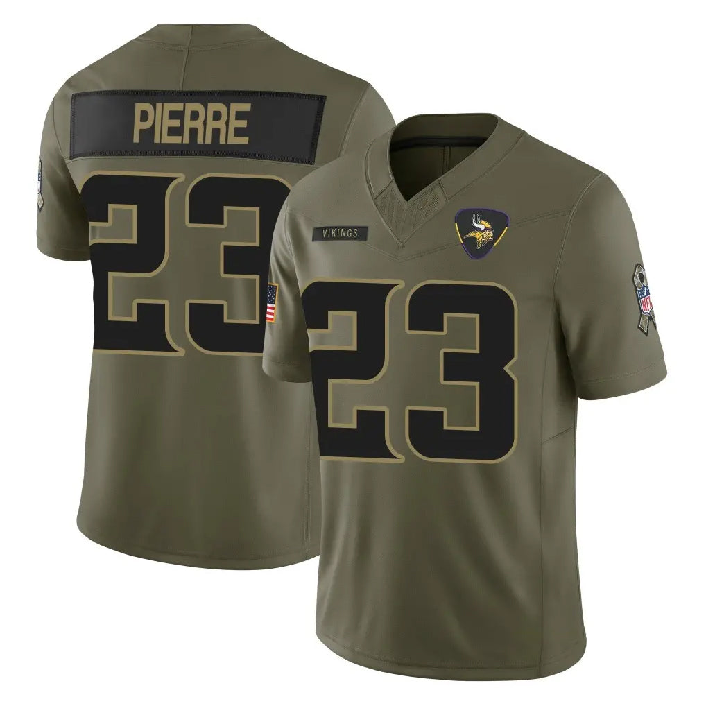 M.Vikings #23 James Pierre Player Olive 2025 Salute To Service Limited Game Gdoa Stitched Jerseys