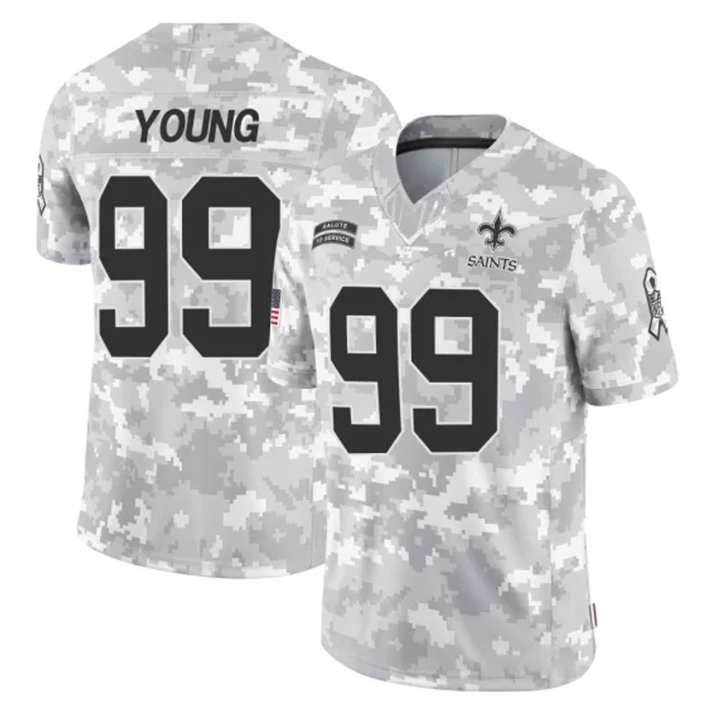 NO.Saints #99 Chase Young Player Arctic Camo Salute To Service Limited Game Gdoa Stitched Jerseys