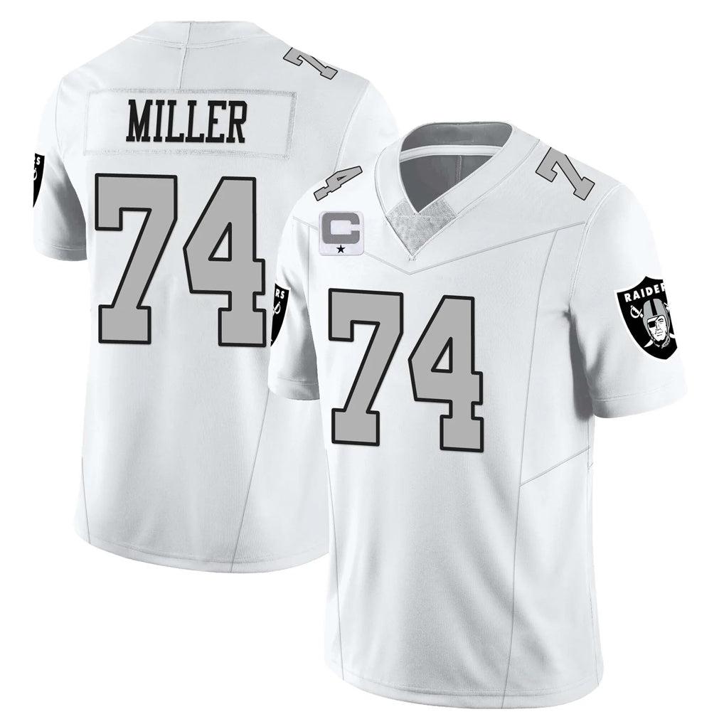 LV.Raiders #74 Kolton Miller Player White Vapor Limited Home Game Gdoa Stitched Jerseys