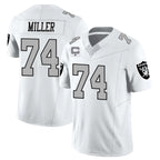LV.Raiders #74 Kolton Miller Player White Vapor Limited Home Game Gdoa Stitched Jerseys
